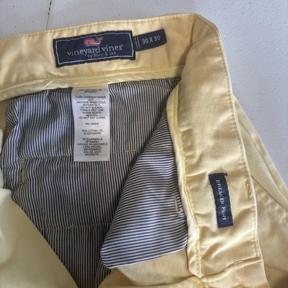 Vineyard Vines Breaker Pants Men's Size 30 X 29(Tag Reads 30) Soft Yellow